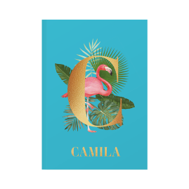 Flamingo with Initial Blue Notebook