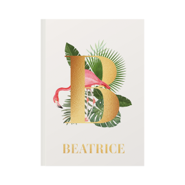 Flamingo with Initial Cream Notebook